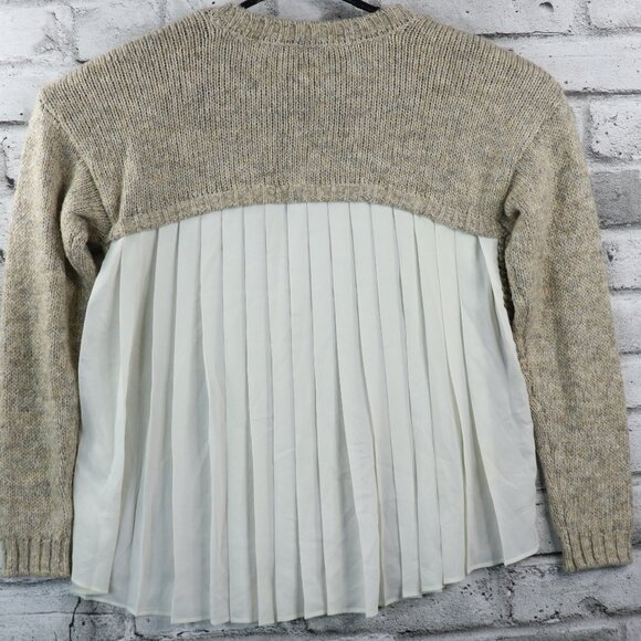 Kensie Women's Sweater Marled Oatmeal Knit With Sheer Pleaded Back Size Medium - Picture 9 of 12